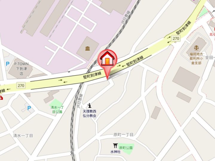 福岡県北九州市小倉北区原町1丁目(マンション)の賃貸物件402の地図