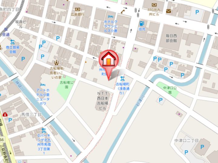 福岡県北九州市小倉北区古船場町(マンション)の賃貸物件204の地図