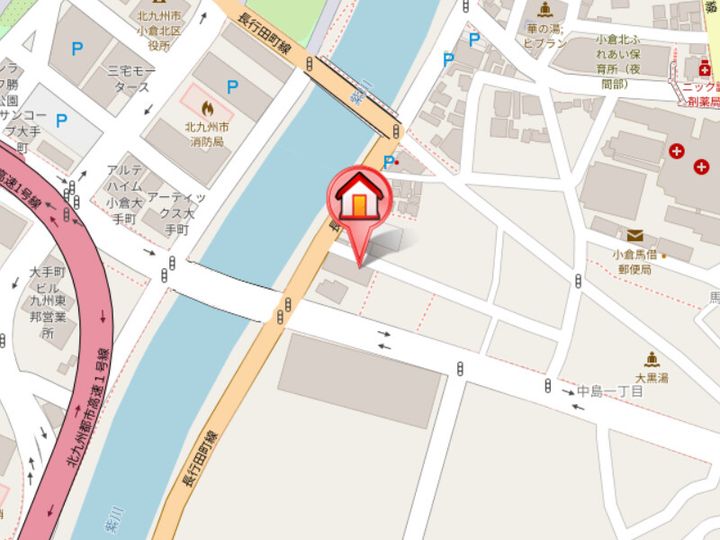 福岡県北九州市小倉北区中島1丁目(マンション)の賃貸物件1305の地図