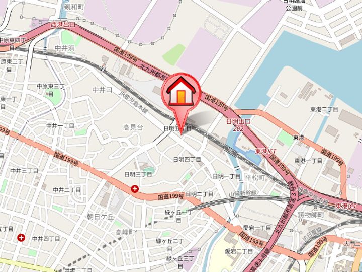 福岡県北九州市小倉北区日明5丁目(マンション)の賃貸物件203の地図