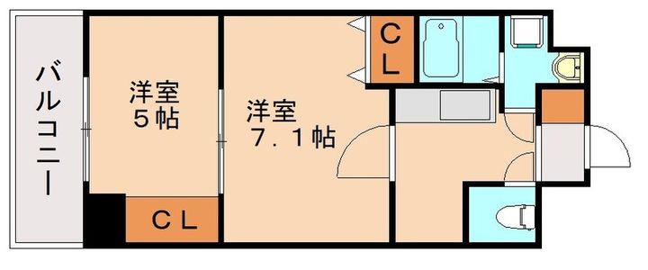 福岡県北九州市小倉北区清水4丁目(マンション)の賃貸物件202の間取り