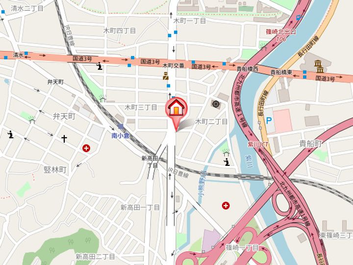 福岡県北九州市小倉北区木町2丁目(マンション)の賃貸物件602の地図