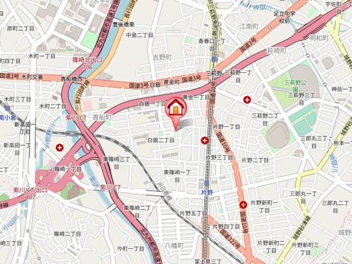 福岡県北九州市小倉北区白銀2丁目(マンション)の賃貸物件405の地図