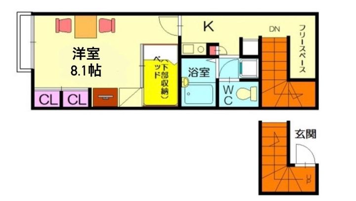 福岡県糟屋郡志免町南里3丁目(アパート)の賃貸物件204の間取り