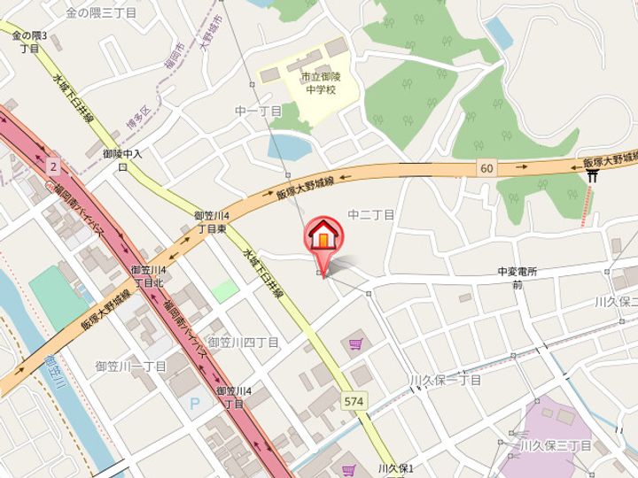 福岡県大野城市中2丁目(アパート)の賃貸物件203の地図