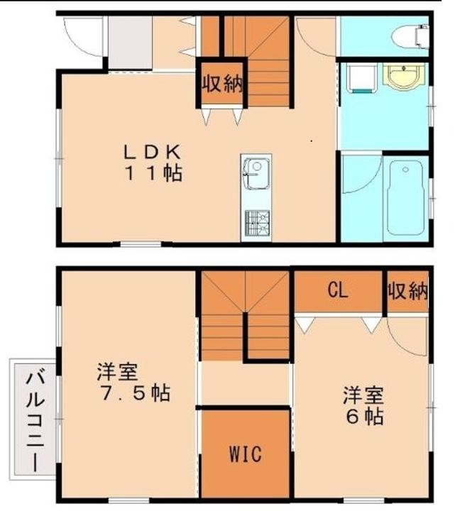 福岡県大野城市大城3丁目(アパート)の賃貸物件の間取り