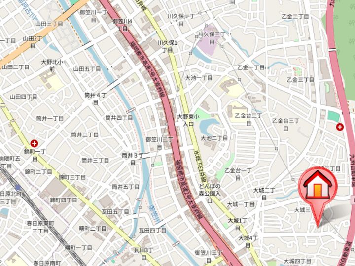 福岡県大野城市大城3丁目(アパート)の賃貸物件の地図