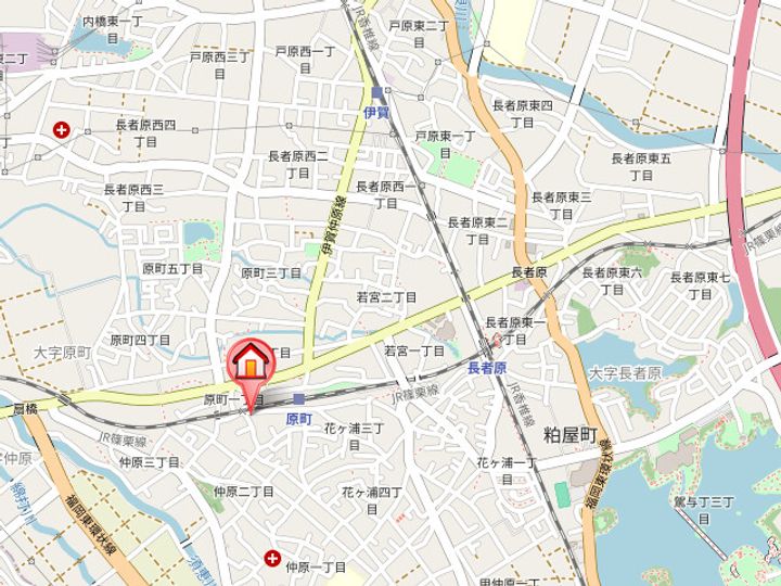 福岡県糟屋郡粕屋町仲原2丁目(アパート)の賃貸物件102の地図