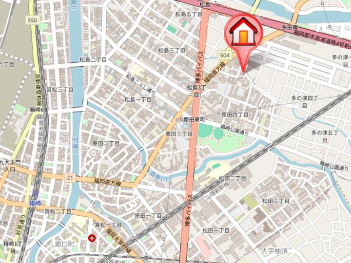 福岡県福岡市東区原田4丁目(マンション)の賃貸物件904の地図