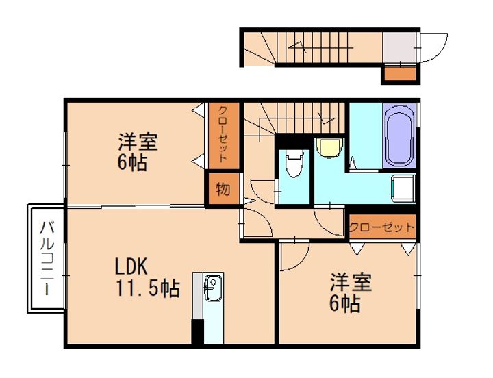 福岡県糟屋郡粕屋町原町5丁目(アパート)の賃貸物件203の間取り