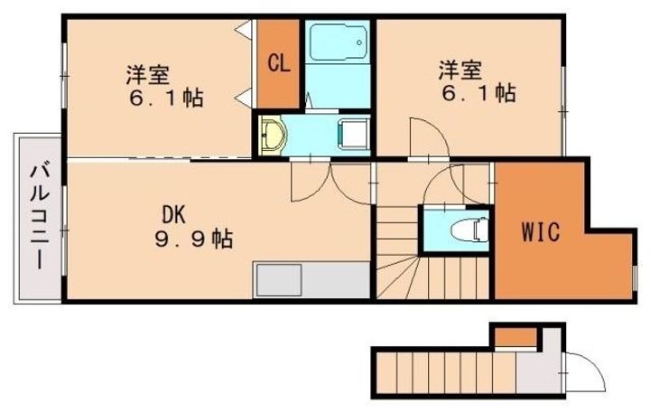 福岡県糟屋郡粕屋町花ヶ浦1丁目(アパート)の賃貸物件202の間取り