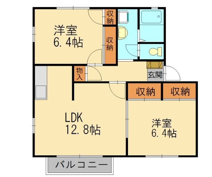 福岡県糟屋郡篠栗町大字尾仲(アパート)の賃貸物件201の間取り