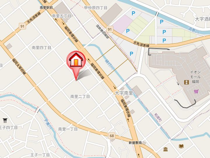 ハピネス南里A棟207の地図
