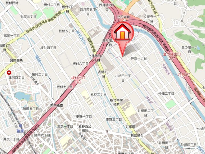 福岡県大野城市仲畑1丁目(マンション)の賃貸物件306の地図