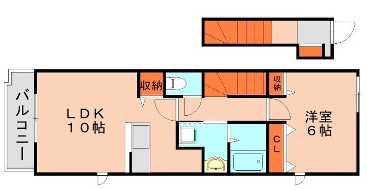 福岡県糟屋郡粕屋町仲原3丁目(アパート)の賃貸物件201の間取り