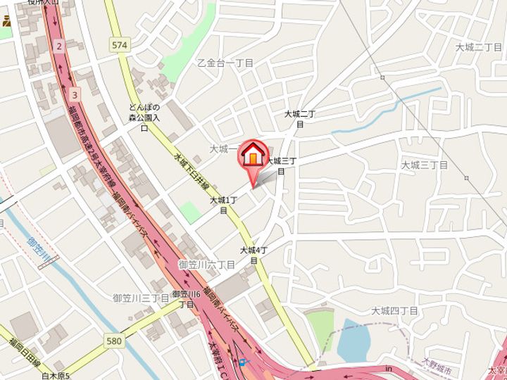 福岡県大野城市大城1丁目(アパート)の賃貸物件201の地図