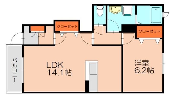 福岡県糟屋郡粕屋町花ヶ浦3丁目(アパート)の賃貸物件102の間取り