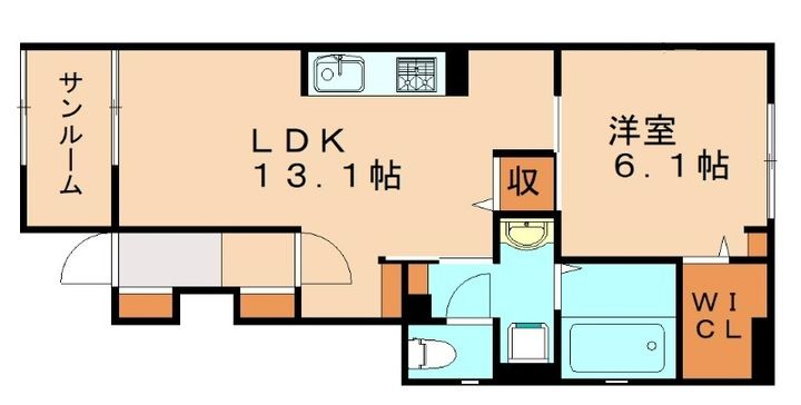 福岡県糟屋郡粕屋町仲原1丁目(アパート)の賃貸物件102の間取り