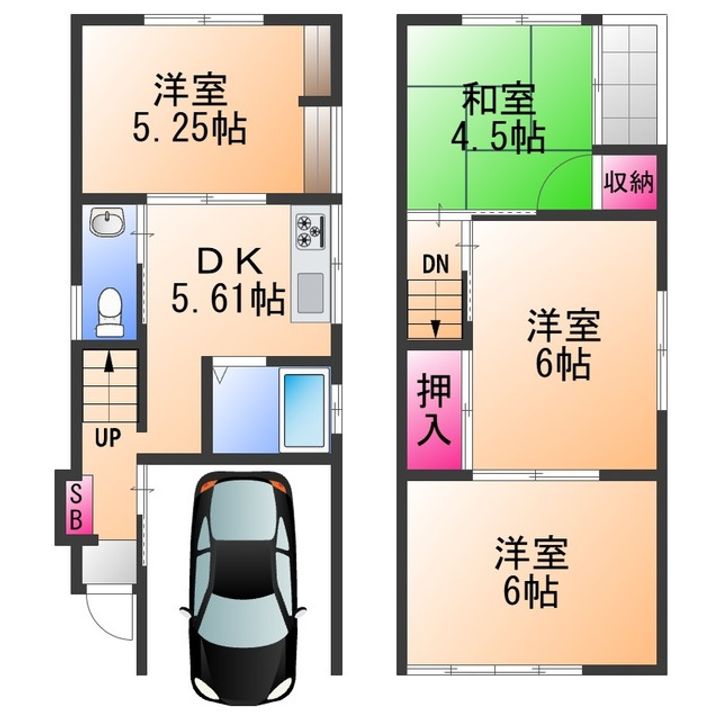 大阪府堺市西区上野芝向ヶ丘町5丁(一戸建)の賃貸物件の間取り