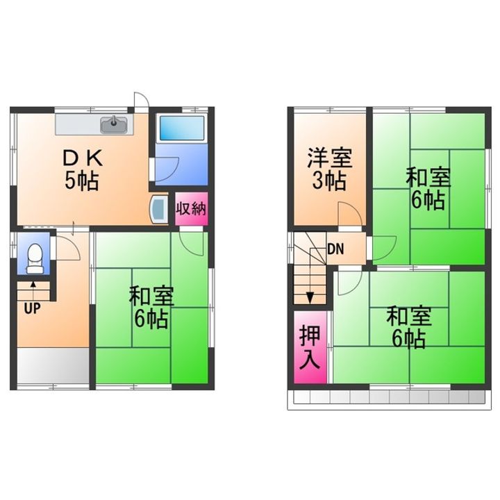 大阪府堺市西区上野芝町5丁(一戸建)の賃貸物件の間取り