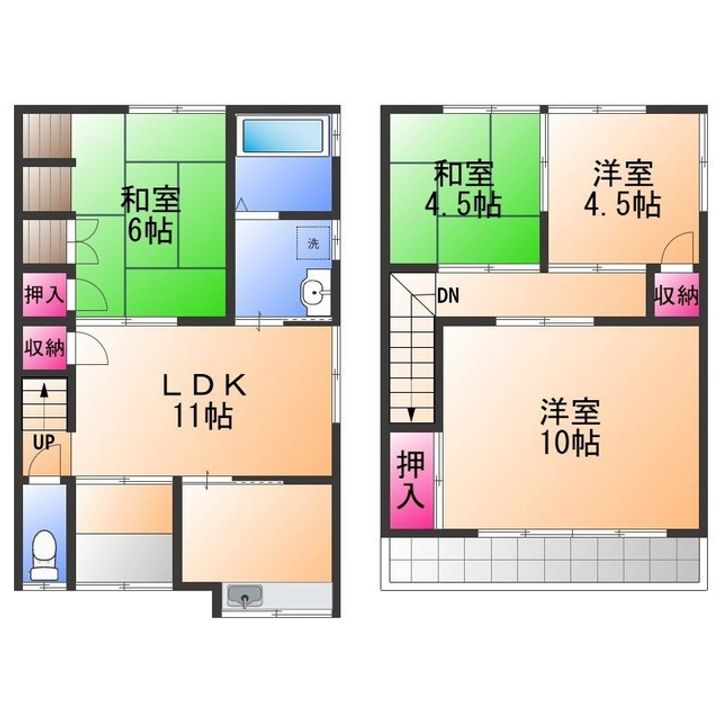大阪府岸和田市大工町(一戸建)の賃貸物件の間取り
