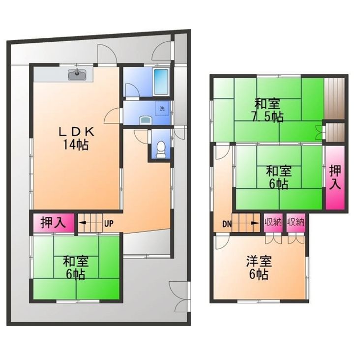 大阪府岸和田市春木元町(一戸建)の賃貸物件の間取り