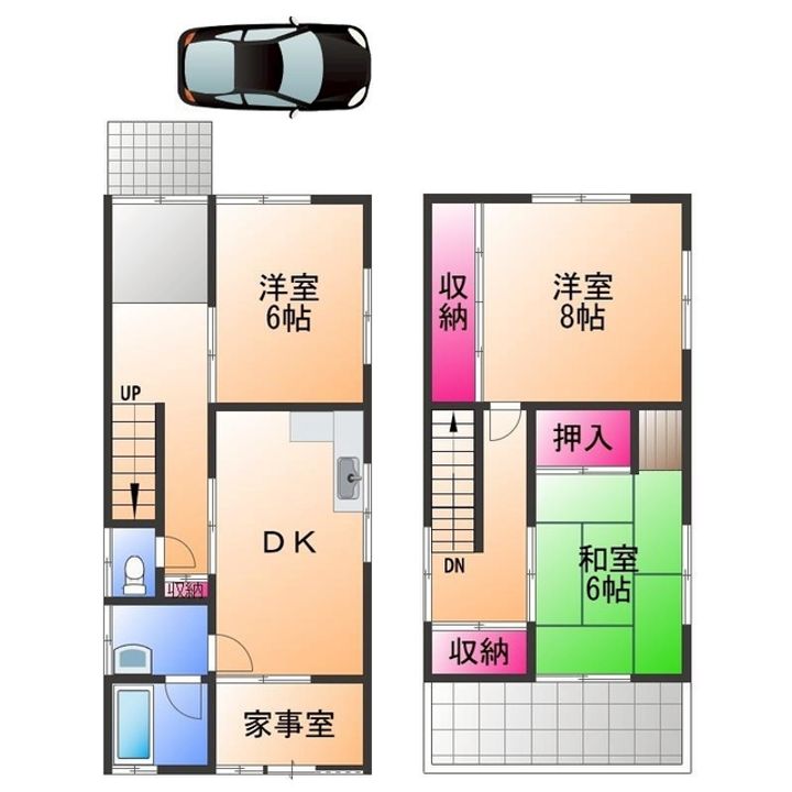 大阪府岸和田市南上町1丁目(一戸建)の賃貸物件の間取り