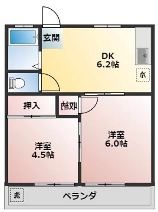 千葉県松戸市小金原5丁目(アパート)の賃貸物件の間取り