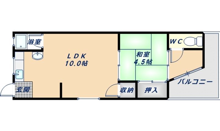 大阪府東大阪市稲田新町2丁目(マンション)の賃貸物件の間取り
