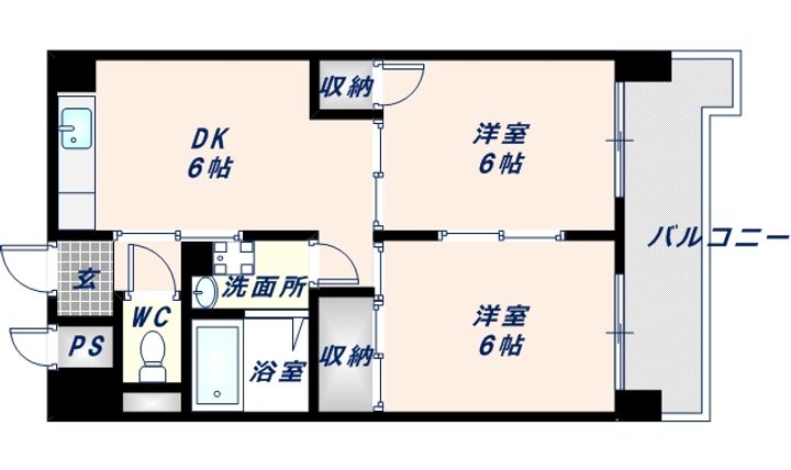 大阪府東大阪市高井田本通2丁目(マンション)の賃貸物件の間取り