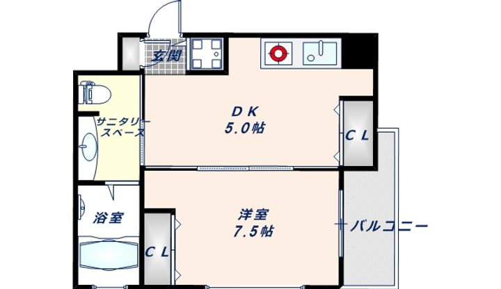 大阪府東大阪市高井田元町2丁目(マンション)の賃貸物件の間取り