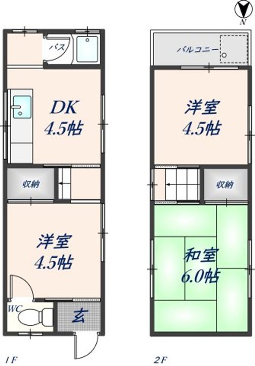 大阪府八尾市老原3丁目(一戸建)の賃貸物件の間取り