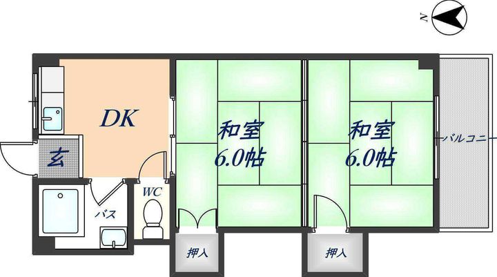大阪府八尾市西山本町1丁目(マンション)の賃貸物件の間取り