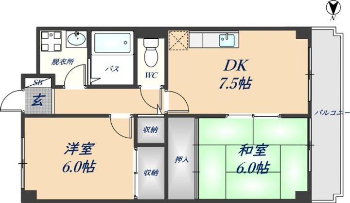 大阪府八尾市旭ケ丘4丁目(マンション)の賃貸物件の間取り