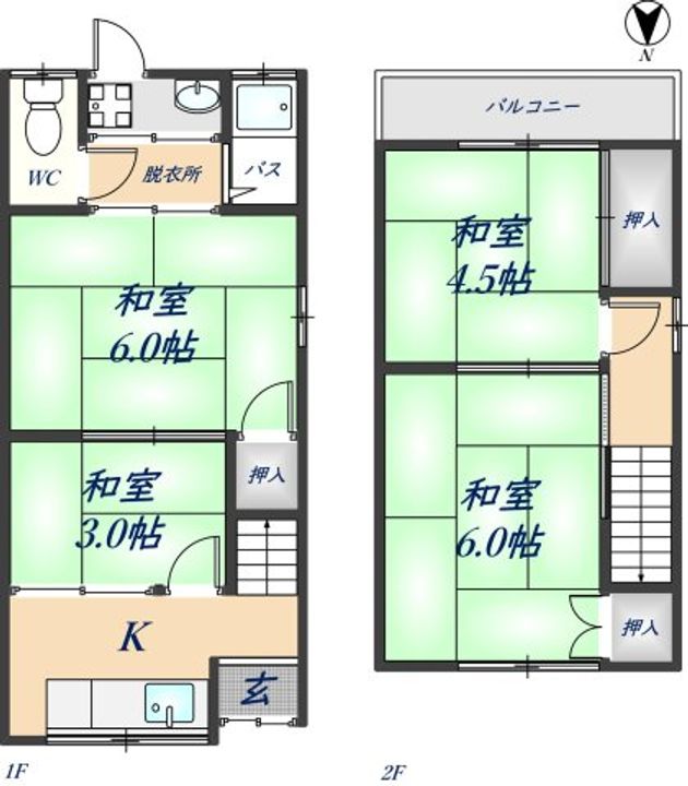 大阪府八尾市高安町南3丁目(アパート)の賃貸物件の間取り