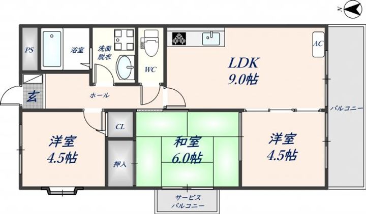 大阪府八尾市福万寺町南4丁目(マンション)の賃貸物件の間取り
