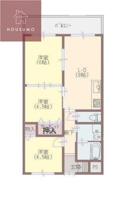 大阪府大阪市平野区喜連6丁目(マンション)の賃貸物件の間取り
