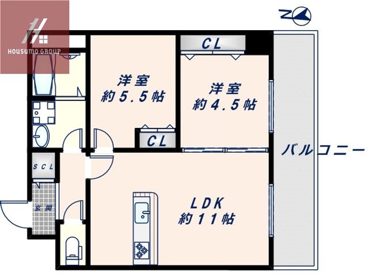 大阪府東大阪市菱屋西5丁目(マンション)の賃貸物件の間取り