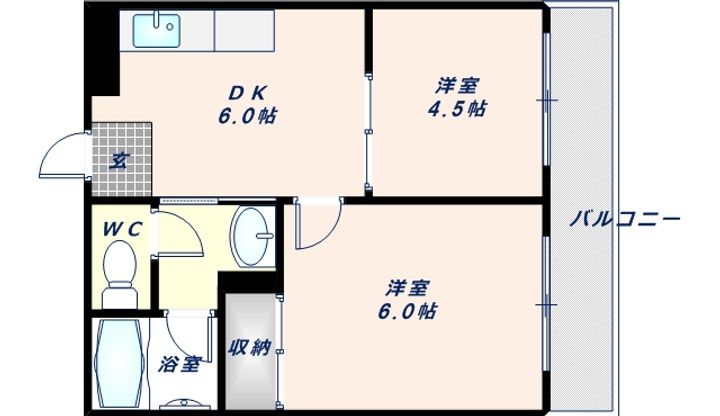 大阪府東大阪市荒川2丁目(マンション)の賃貸物件の間取り