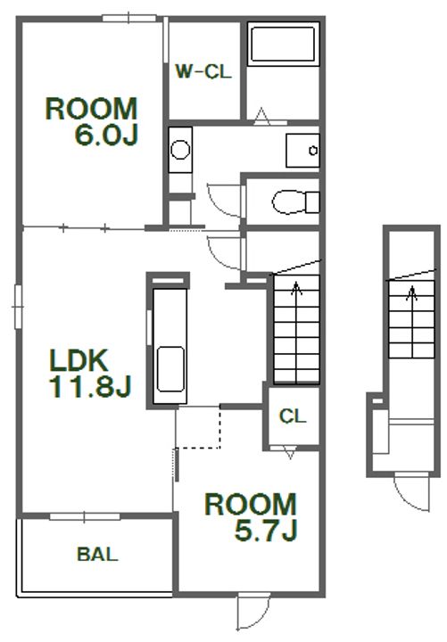 徳島県徳島市北沖洲3丁目(アパート)の賃貸物件の居間