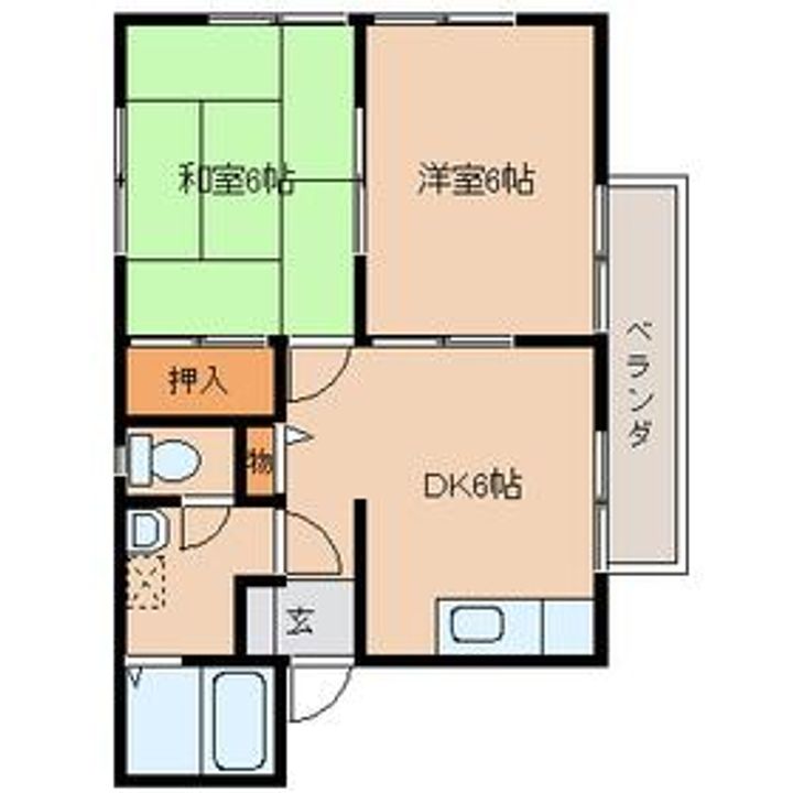 奈良県磯城郡田原本町大字宮森(アパート)の賃貸物件202の間取り