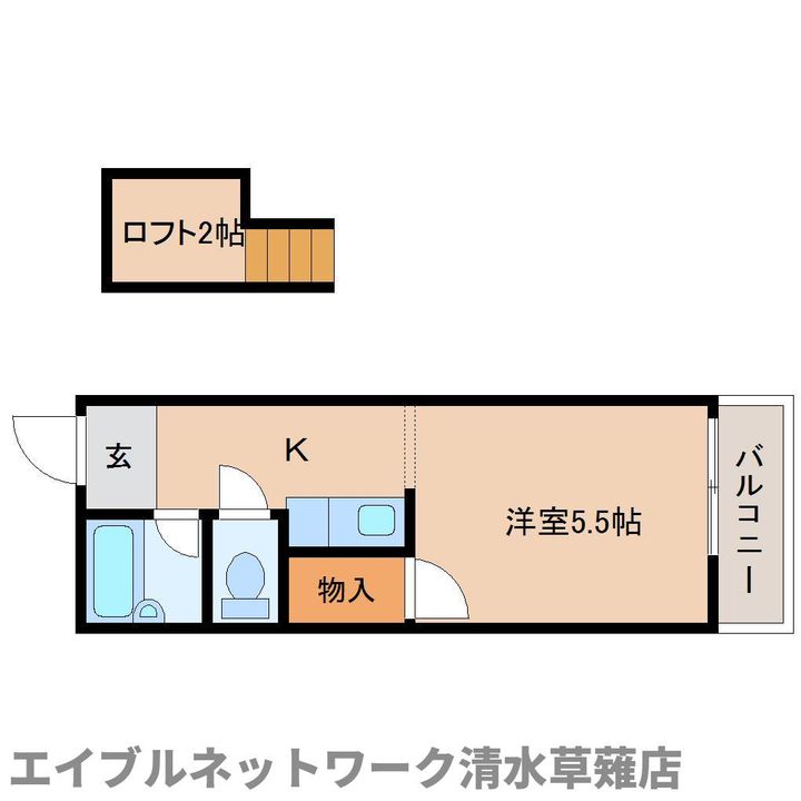 静岡県静岡市清水区七ツ新屋1丁目(アパート)の賃貸物件2-Dの間取り
