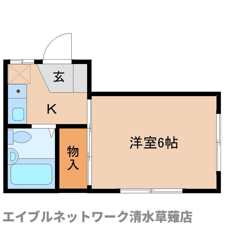 静岡県静岡市清水区草薙杉道3丁目(アパート)の賃貸物件1Bの間取り