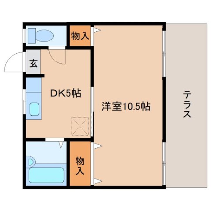 奈良県橿原市曽我町(アパート)の賃貸物件105の間取り