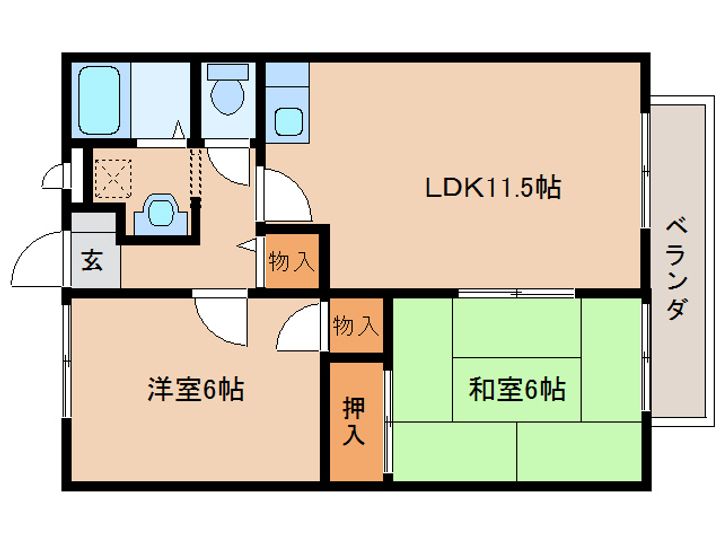 奈良県橿原市木原町(アパート)の賃貸物件の間取り
