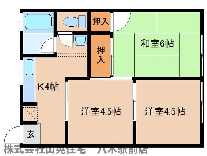 奈良県橿原市北八木町2丁目(アパート)の賃貸物件203の間取り