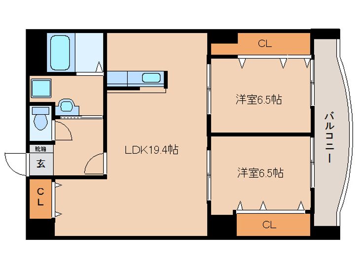 奈良県橿原市内膳町5丁目(マンション)の賃貸物件502の間取り