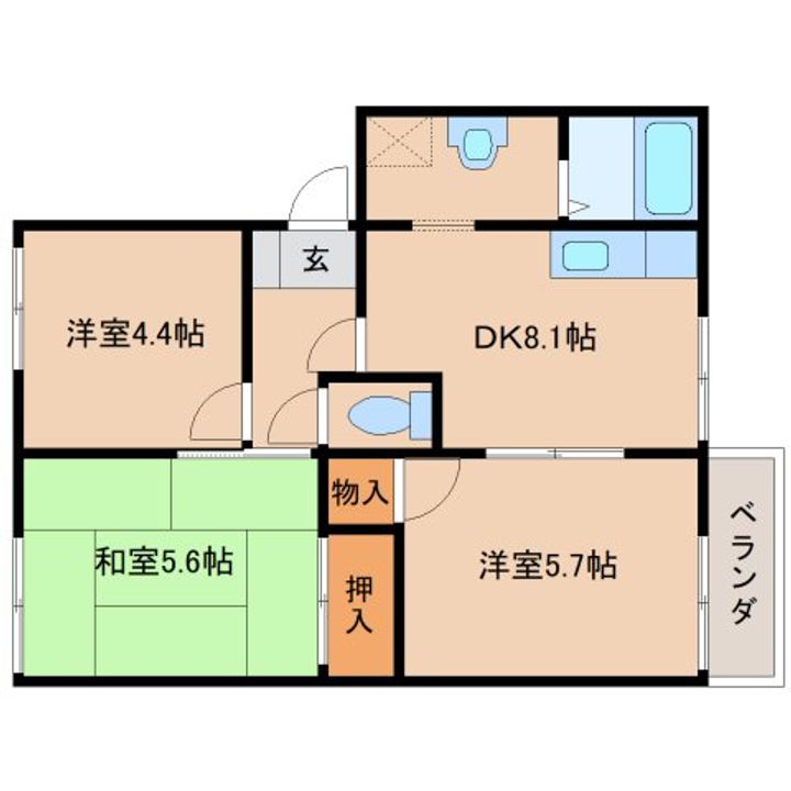 奈良県橿原市栄和町(アパート)の賃貸物件202の間取り