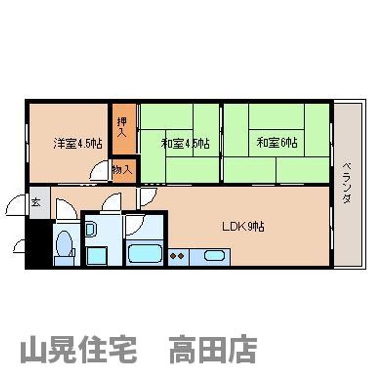 奈良県大和高田市西三倉堂1丁目(マンション)の賃貸物件の間取り