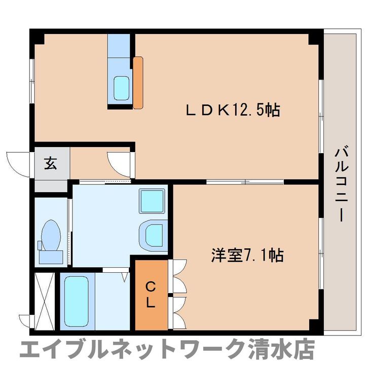 静岡県静岡市清水区南岡町(マンション)の賃貸物件の間取り